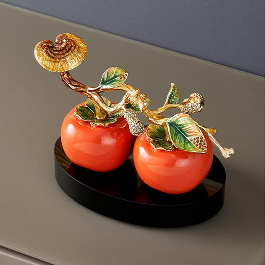 罗比罗丹《好柿成双》中式摆件创意开业乔迁礼 商品图1