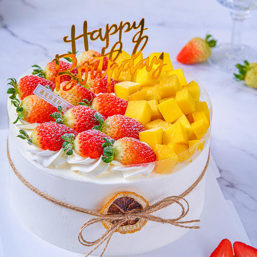 【甜蜜果果】草莓芒果双拼生日蛋糕，水果夹心。（提前6--8小时下单，18:00后下单最快第二天15:30后可到店取货，具体时间看门店而定。） 商品图1