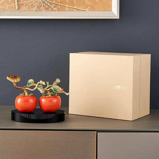 罗比罗丹《好柿成双》中式摆件创意开业乔迁礼 商品图4