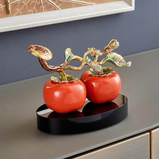 罗比罗丹《好柿成双》中式摆件创意开业乔迁礼 商品图2