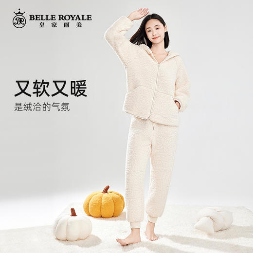 秋冬新款泰迪绒家居服套装女款加绒加厚外穿连帽JJT90040 商品图1