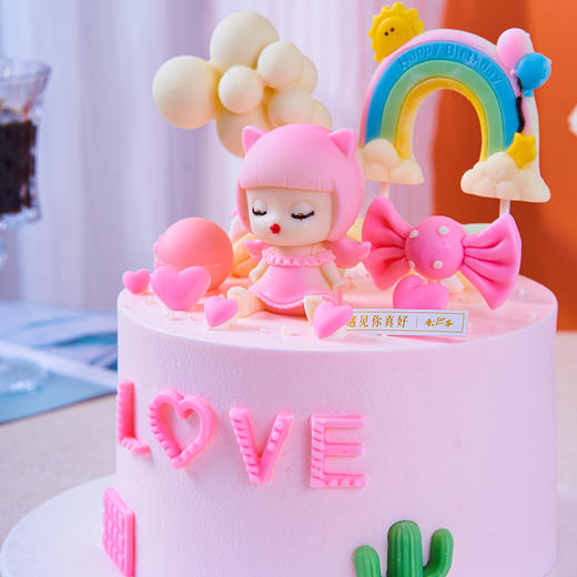 【彩虹公主】小公主彩虹蝴蝶结爱心儿童生日蛋糕，水果夹心。（提前6--8小时下单，18:00后下单最快第二天15:30后可到店取货，具体时间看门店而定。） 商品图2