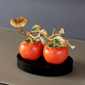 罗比罗丹《好柿成双》中式摆件创意开业乔迁礼