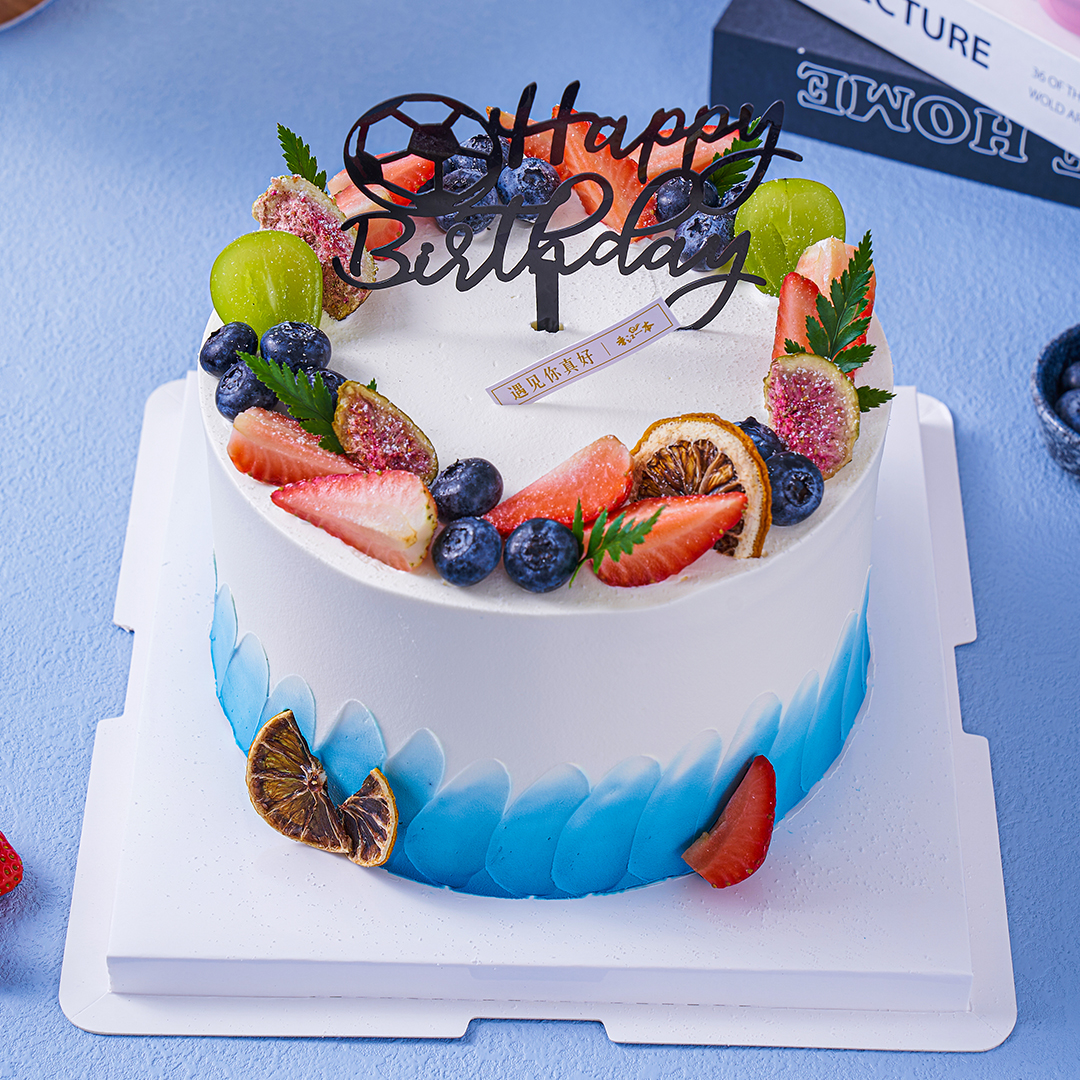 【花语果】水果生日蛋糕蓝莓青提草莓柠檬，水果夹心。（提前6--8小时下单，18:00后下单最快第二天15:30后可到店取货，具体时间看门店而定。）