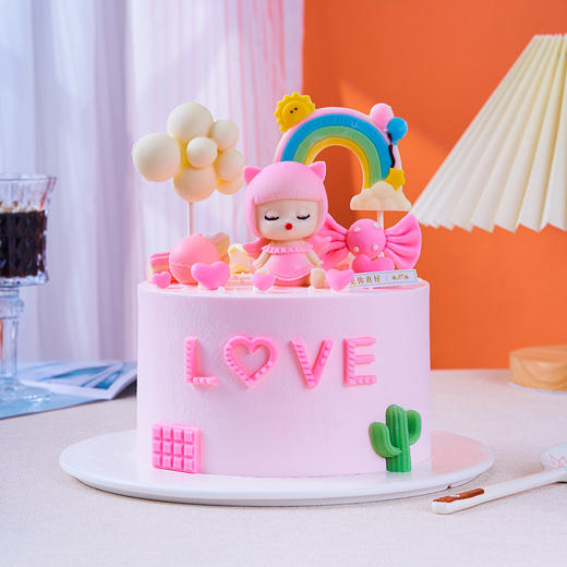 【彩虹公主】小公主彩虹蝴蝶结爱心儿童生日蛋糕，水果夹心。（提前6--8小时下单，18:00后下单最快第二天15:30后可到店取货，具体时间看门店而定。） 商品图1