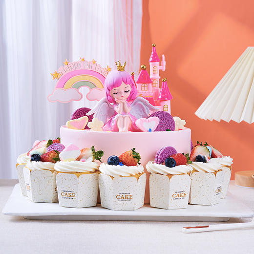 【公主派对】小公主的派对多人儿童生日蛋糕+杯子蛋糕，水果夹心。（提前6--8小时下单，18:00后下单最快第二天15:30后可到店取货，具体时间看门店而定。） 商品图2