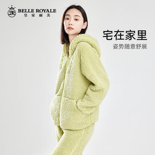 秋冬新款泰迪绒家居服套装女款加绒加厚外穿连帽JJT90040 商品图3