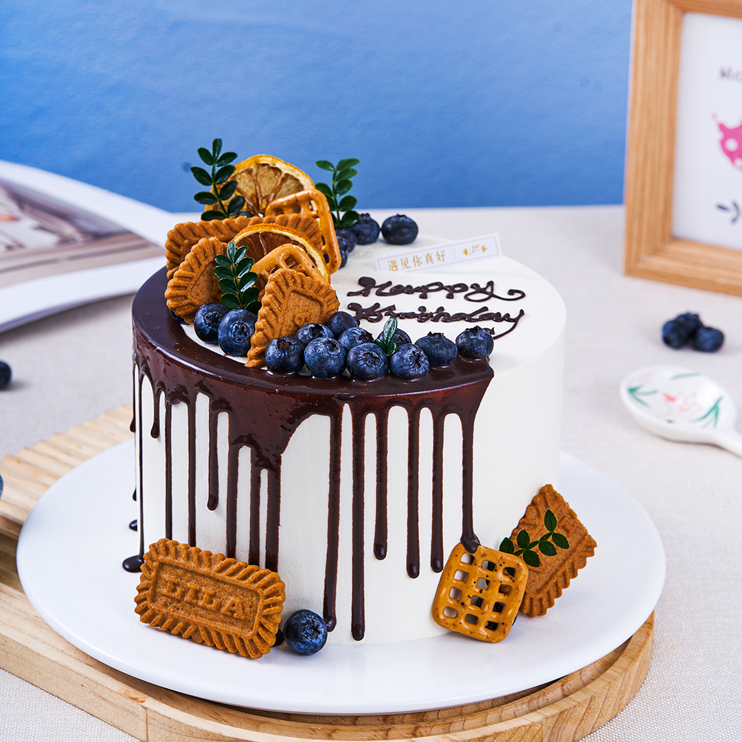 【男神优雅】巧克力淋面饼干送男友送老公送爸爸生日蛋糕（提前6--8小时下单，18:00后下单最快第二天15:30后可到店取货，具体时间看门店而定。）