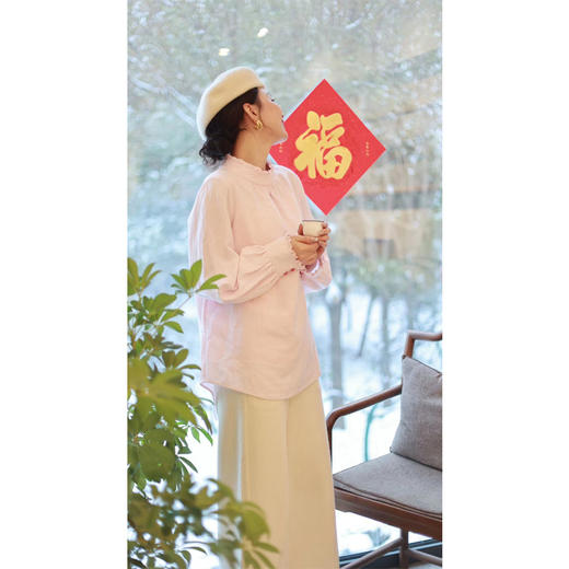 【抖音专属】【春满人间系列】木耳边衬衫（24710028-盈盈） 商品图0