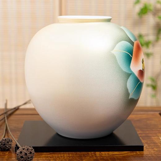 日本进口九谷烧陶瓷器花瓶山茶花赤椿花器摆件品山茶花6号花瓶18.5cm 商品图4