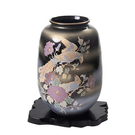 日本进口炫彩九谷烧大号花瓶空间摆件装饰品日式雅致插花投入瓶-YHD 商品图2