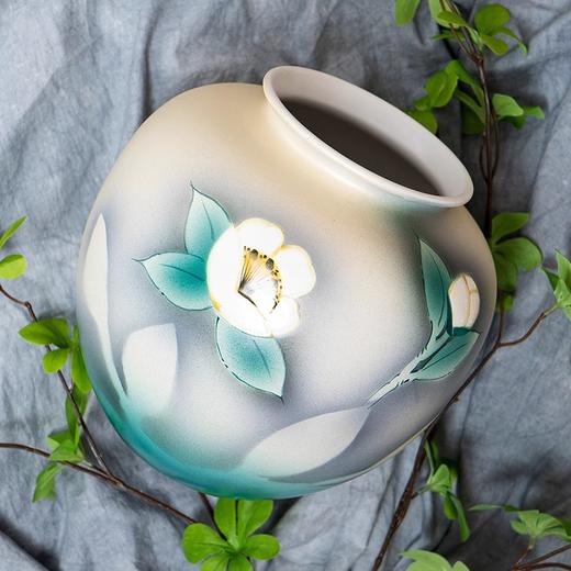 日本进口九谷烧陶瓷器花瓶山茶花赤椿花器摆件品山茶花6号花瓶18.5cm 商品图1