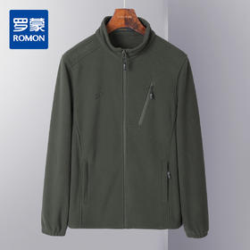 【摇粒绒】罗蒙秋冬季外套男加绒保暖纯色休闲通勤百搭抓绒衣男士外套
