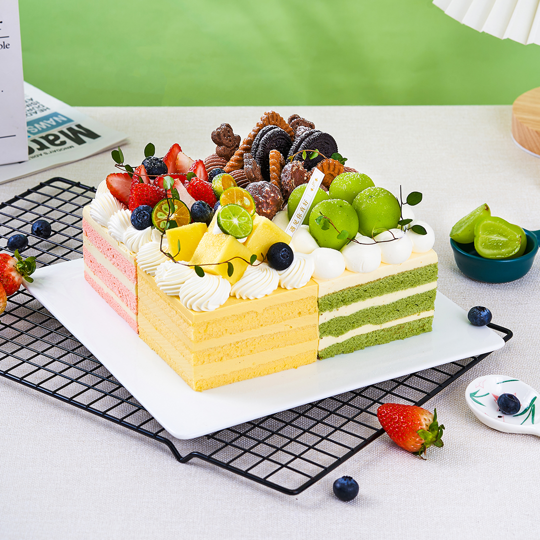 【金凤玉露】8英寸慕斯青提芒果草莓奥利奥四拼慕斯生日蛋糕（请提前1天下单，18:00后下单最快第二天16:30后可到店取货，具体时间看门店而定。）