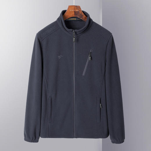 【摇粒绒】罗蒙秋冬季外套男加绒保暖纯色休闲通勤百搭抓绒衣男士外套 商品图3