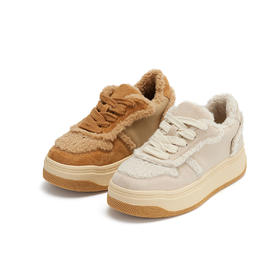 西村名物2024春季新款厚底运动休闲经典老爹鞋板鞋绒里面包鞋X24AM11201