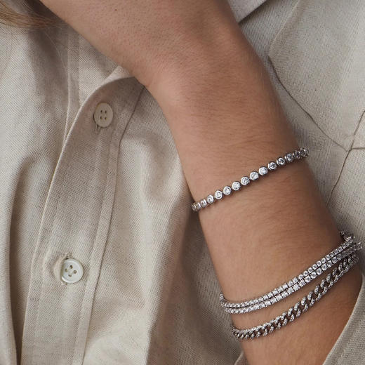 北京仓｜Lili Claspe-Mini Amina-迷你 银色 网球 手链［美国设计师］ 商品图1