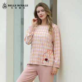 新款长袖格子长裤睡衣女士春秋家居服套装JJT90026