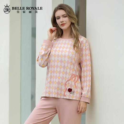 新款长袖格子长裤睡衣女士春秋家居服套装JJT90026 商品图0