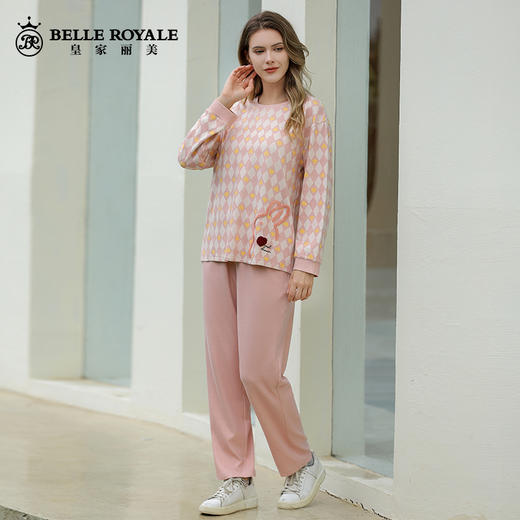 新款长袖格子长裤睡衣女士春秋家居服套装JJT90026 商品图3