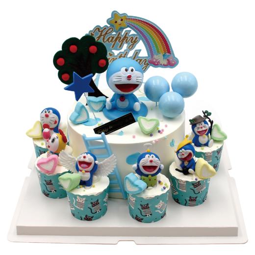 【叮当派对】哆啦A梦的派对多人儿童生日蛋糕+杯子蛋糕，（提前6--8小时下单，18:00后下单最快第二天15:30后可到店取货，具体时间看门店而定。） 商品图0