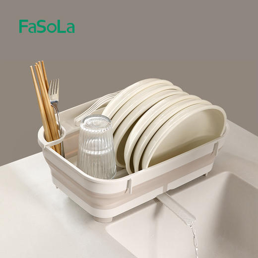 FaSoLa厨房沥水碗架简约碗柜小型放碗沥水架多功能家用碗筷餐具收纳篮筐 商品图5