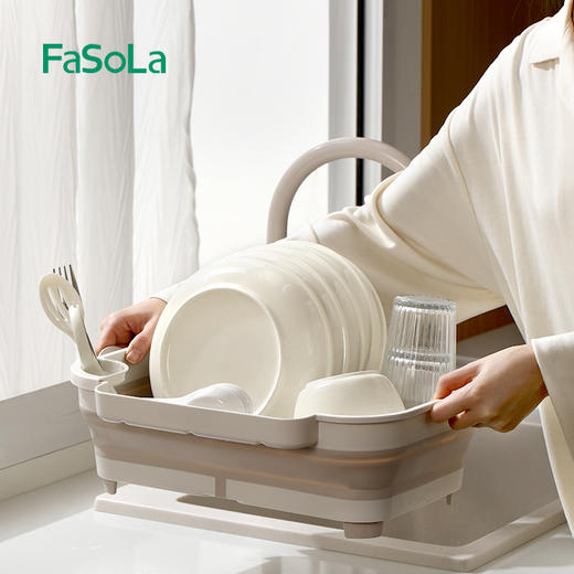 FaSoLa厨房沥水碗架简约碗柜小型放碗沥水架多功能家用碗筷餐具收纳篮筐 商品图2