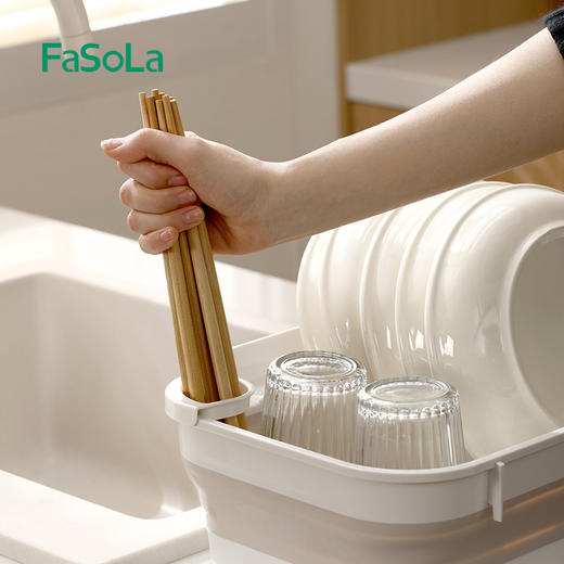 FaSoLa厨房沥水碗架简约碗柜小型放碗沥水架多功能家用碗筷餐具收纳篮筐 商品图8