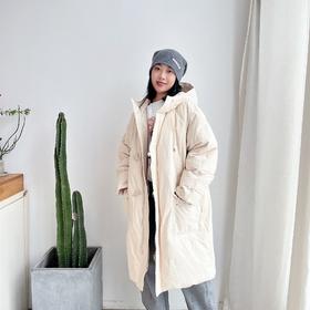 新款牛角扣鹅绒长款加厚羽绒服