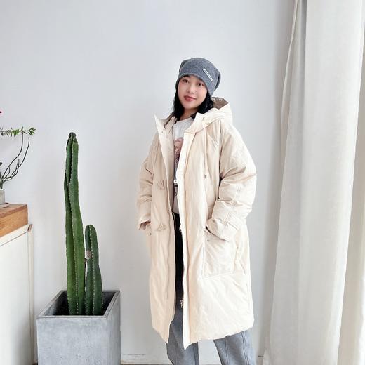 新款牛角扣鹅绒长款加厚羽绒服 商品图0