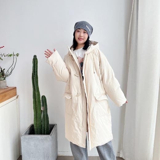 新款牛角扣鹅绒长款加厚羽绒服 商品图1