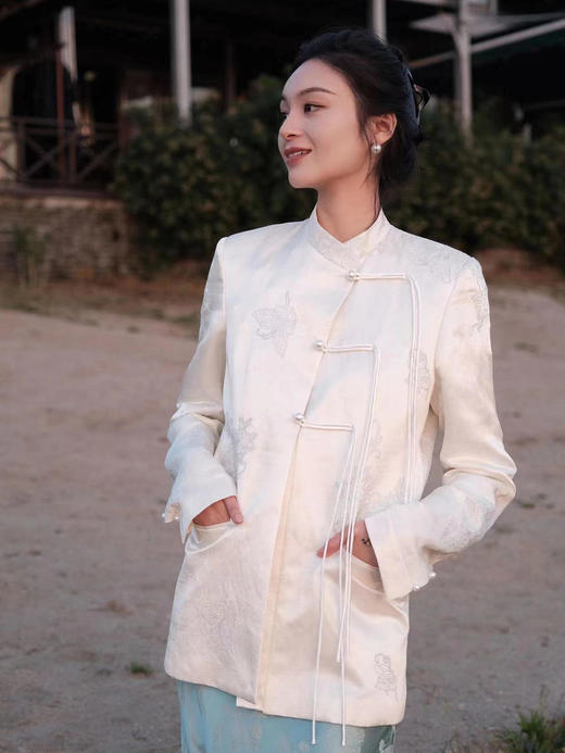 瑕疵|盛唐牡丹 |丝麻手推绣新中式外套[特价品](特殊商品不退不换) 商品图0