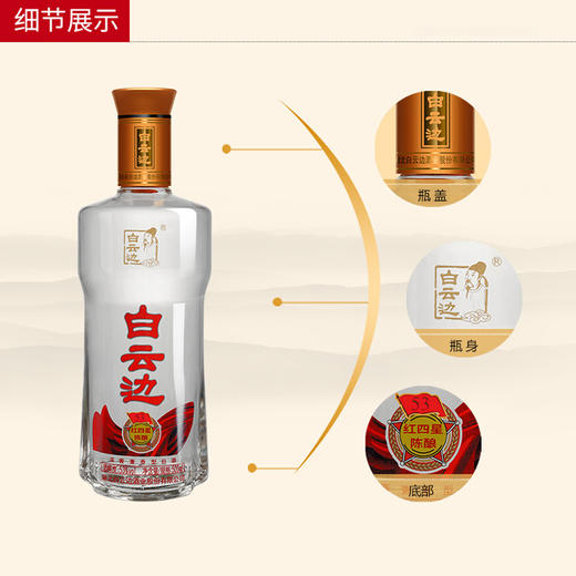 白云边53度红四星陈酿白云边白酒500ml/瓶 商品图3