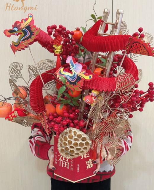 新年福桶装饰---折扇--小灯笼-富贵龙 --招福金竹 商品图6