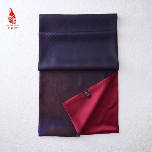 SAINTJOY/上久楷 宋锦双面长巾 万字幻格 蓝酒色  蓝金色  SJ17125 商品图10