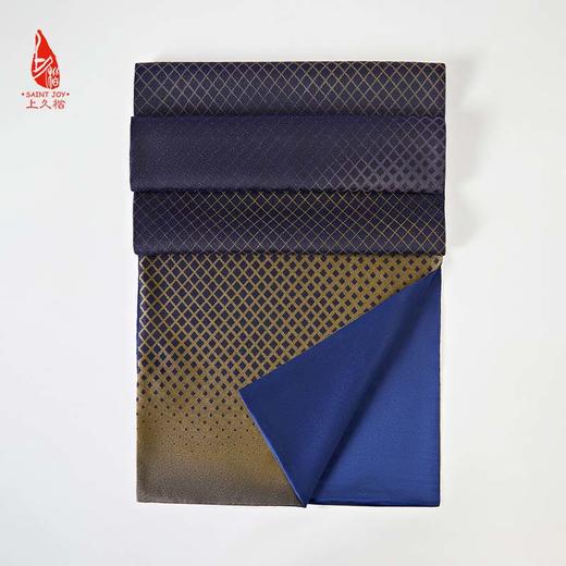 SAINTJOY/上久楷 宋锦双面长巾 万字幻格 蓝酒色  蓝金色  SJ17125 商品图4