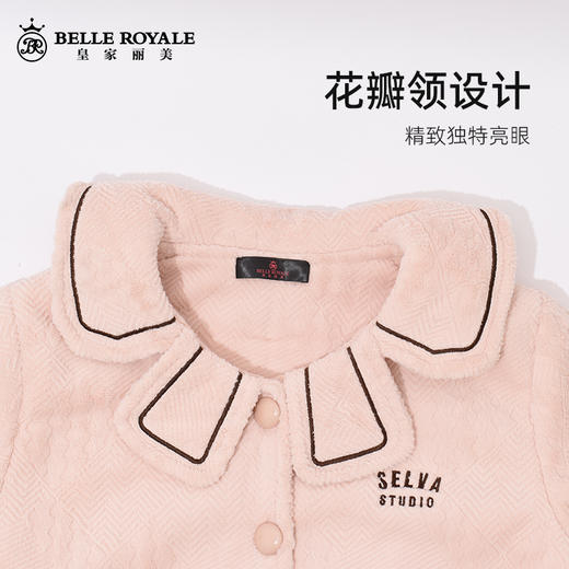 新款秋冬芝士绒睡衣女士秋冬季加厚加绒花瓣领冬天家居服开衫套装JJT90046 商品图1