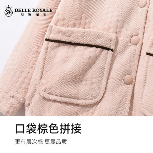 新款秋冬芝士绒睡衣女士秋冬季加厚加绒花瓣领冬天家居服开衫套装JJT90046 商品图2