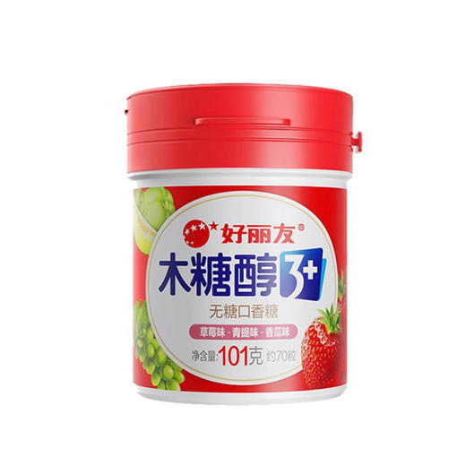 好丽友木糖醇无糖口香糖101g/瓶草莓青提香瓜味 商品图0