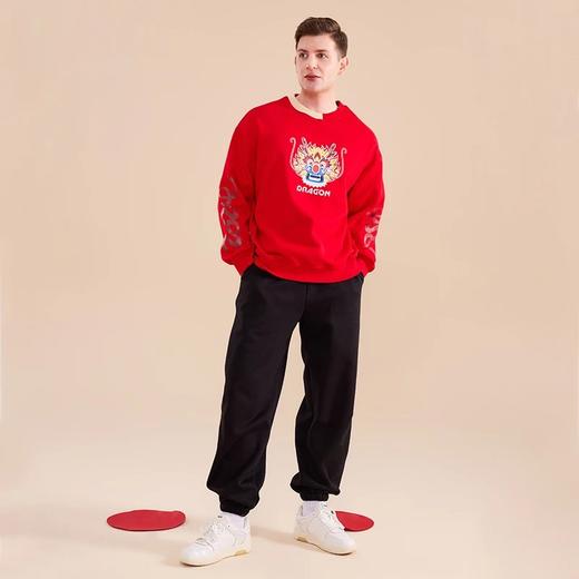 【2025反季抄底清仓】  龙之涵 亲子款“小青龙”运动风加绒卫裤中大童国潮新年年衣 A类标准 100-185码家庭亲子装 商品图8