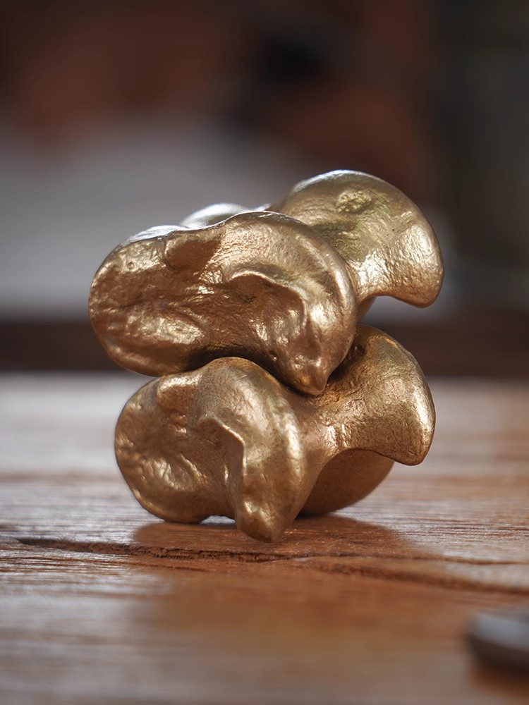 刻己 羊拐骨嘎拉哈 铜手把件 童年怀旧羊骨头子 8090后