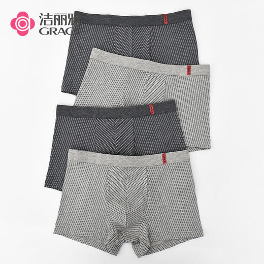 洁丽雅中腰纯棉男士内裤条纹款运动休闲男生平角裤头裤衩内裤男 商品图2