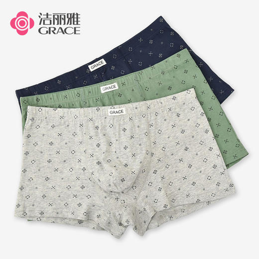 洁丽雅中腰纯棉男士内裤运动休闲印花青年男生裤头裤衩平角内裤男 商品图1