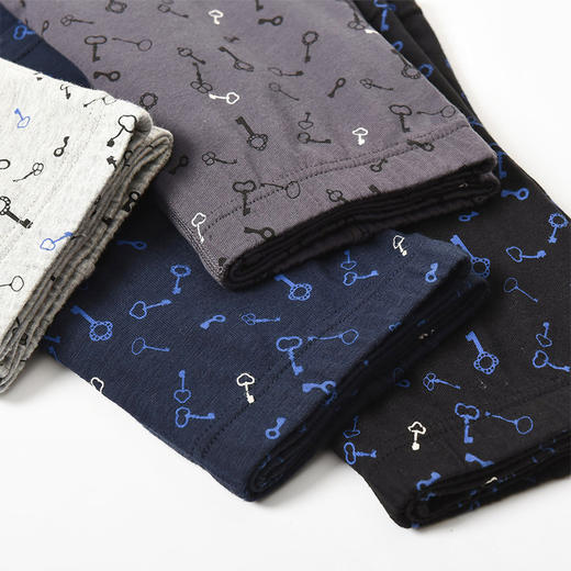 洁丽雅4条装纯棉大码男士内裤简约印花运动透气平角裤衩裤头男 商品图2