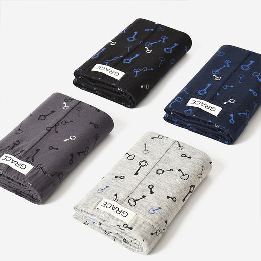 洁丽雅4条装纯棉大码男士内裤简约印花运动透气平角裤衩裤头男 商品图3