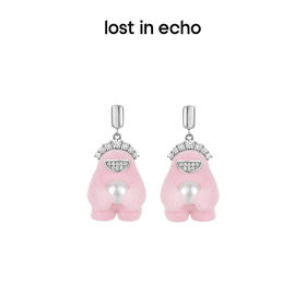 [捡漏价]lost in echo2023秋冬新品Yetti怪兽植绒⽿环小众设计珍珠耳钉女