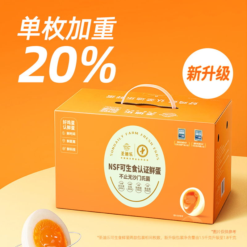 圣迪乐可生食新鲜鸡蛋30枚（大蛋）礼盒装  健康轻食