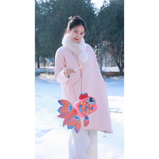 【抖音专属】中长款棉服（23802512-裸粉） 商品图4