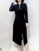 C6146       POLO领气质修身显瘦褶皱开叉连衣裙（特价不退换） 商品缩略图0