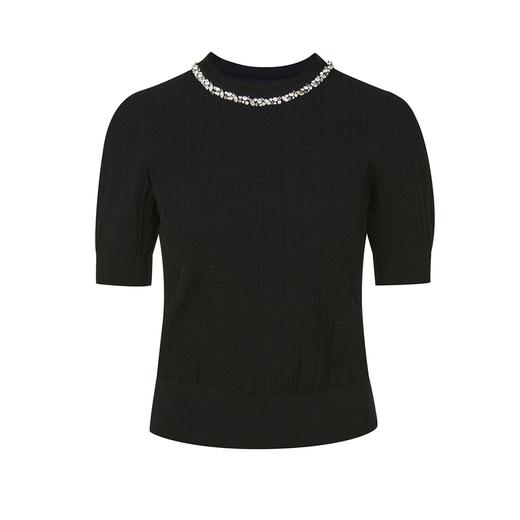 朗姿 灯笼袖亮钻短袖针织衫LSEK01KPR412 商品图4